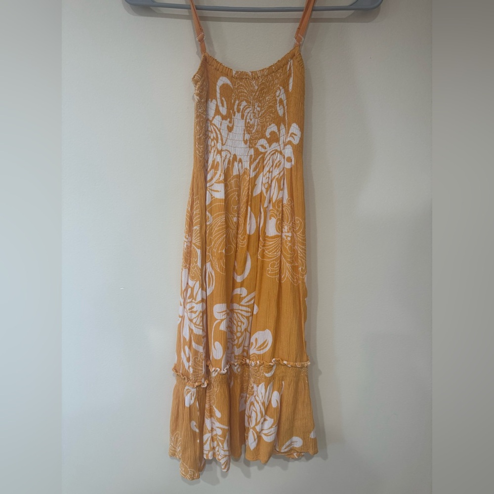 Y2K Vintage 2000’s Orange and White Floral midi Dress